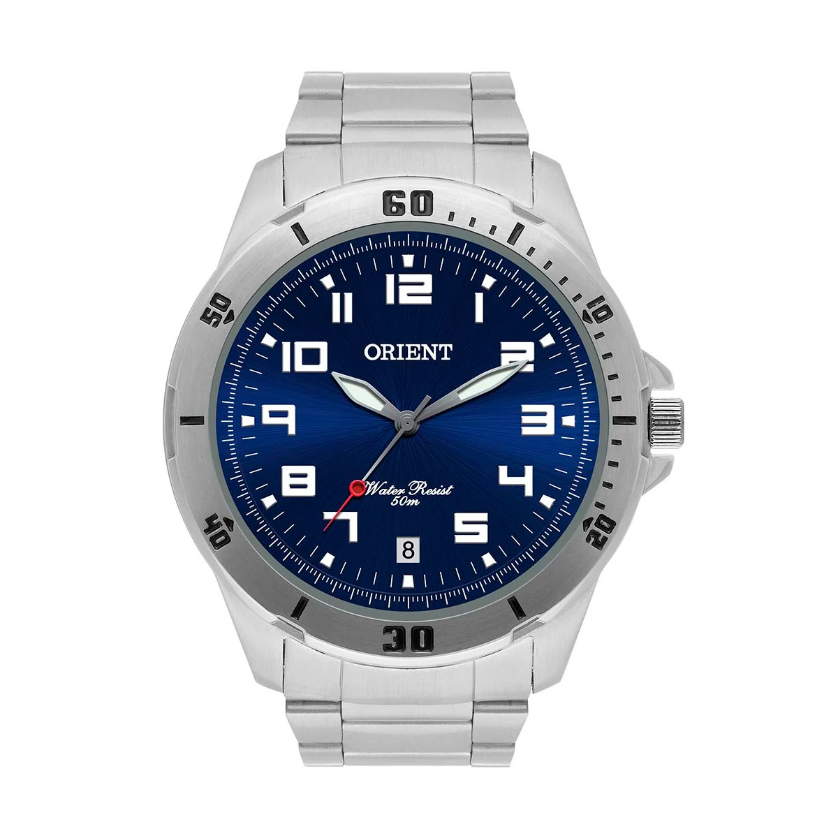 Relógio Masculino Orient - Quartz - Prata e Azul - MBSS1155AD2SX