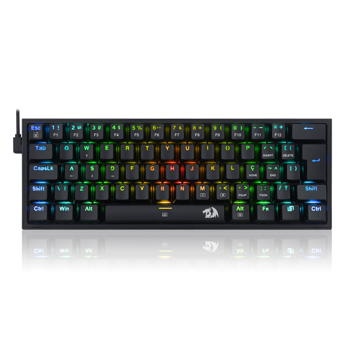 Teclado Mecânico Gamer Redragon Fizz RGB - ABNT2 - Iluminação RGB - Switch Azul - Preto - K617-RGB-B