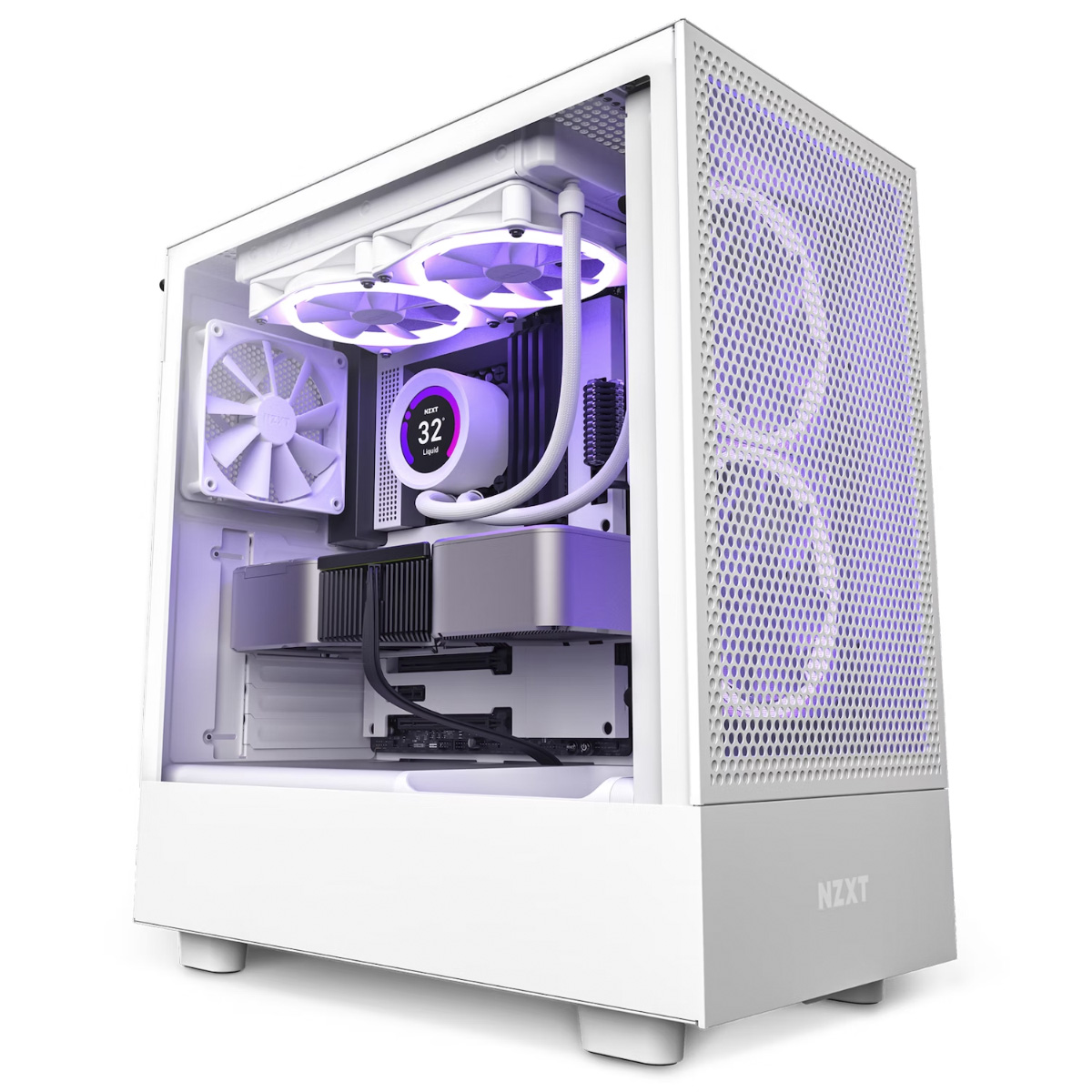 Gabinete Gamer NZXT H5 Flow - Lateral em Vidro Temperado - USB-C - USB 3.2 - Branco - CC-H51FW-01