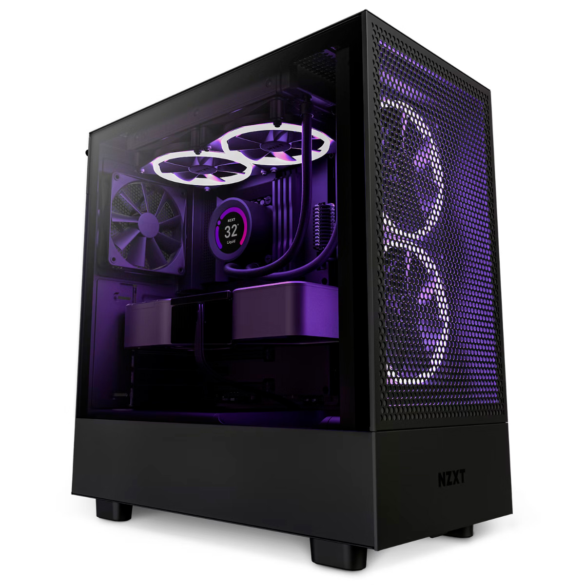 Gabinete Gamer NZXT H5 Flow - Lateral em Vidro Temperado - USB-C - USB 3.2 - Preto - CC-H51FB-01