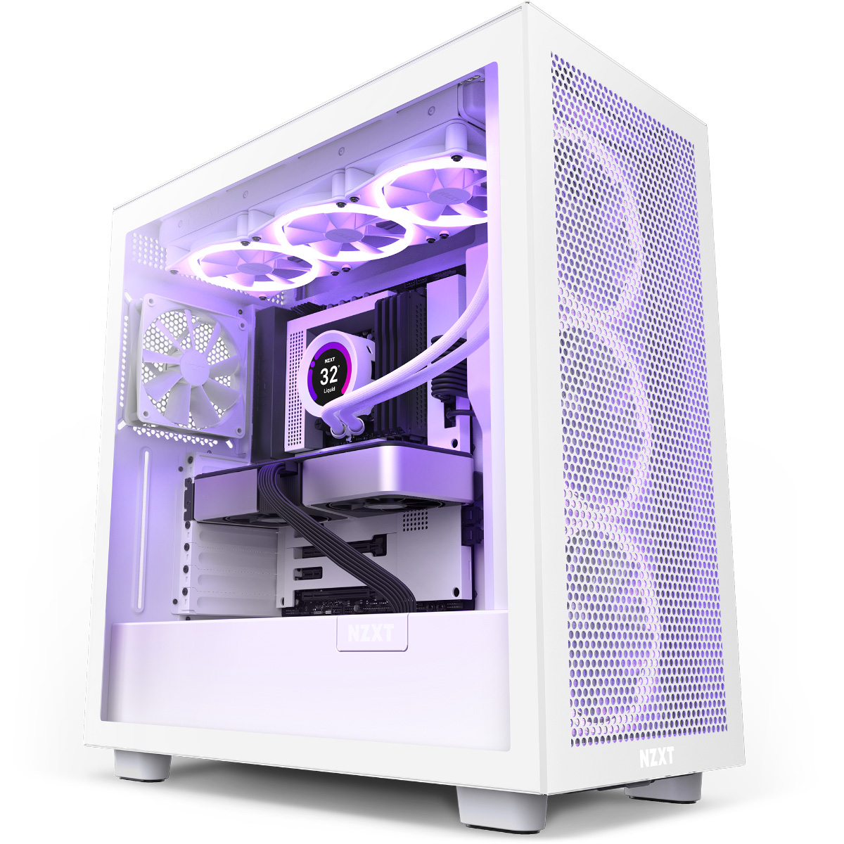 Gabinete Gamer NZXT H7 Flow - Lateral em Vidro Temperado - USB 3.2 - Mid Tower - Branco - CM-H71FW-01