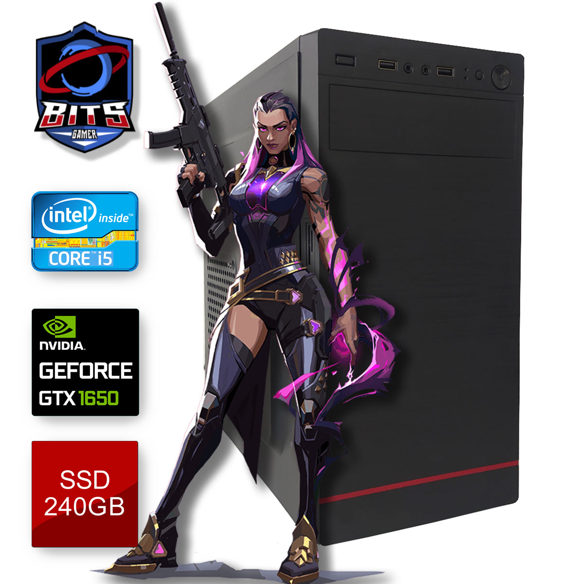 PC Gamer Bits Play! - Intel Core i5, 8GB, SSD 240GB, Nvidia Geforce GTX 1650 - Para CS GO, Rainbow 6, Fortnite, Valorant, Apex, Lol, Minecraft, GTA V, FH5