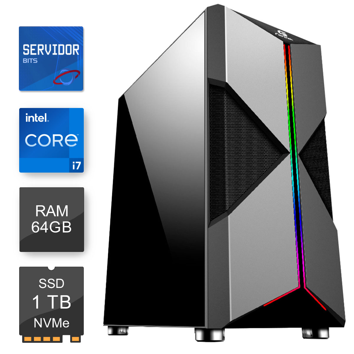 Servidor Bits 2024 - Intel® Core i7 14700F, RAM 64GB non-ECC, SSD 1TB NVMe