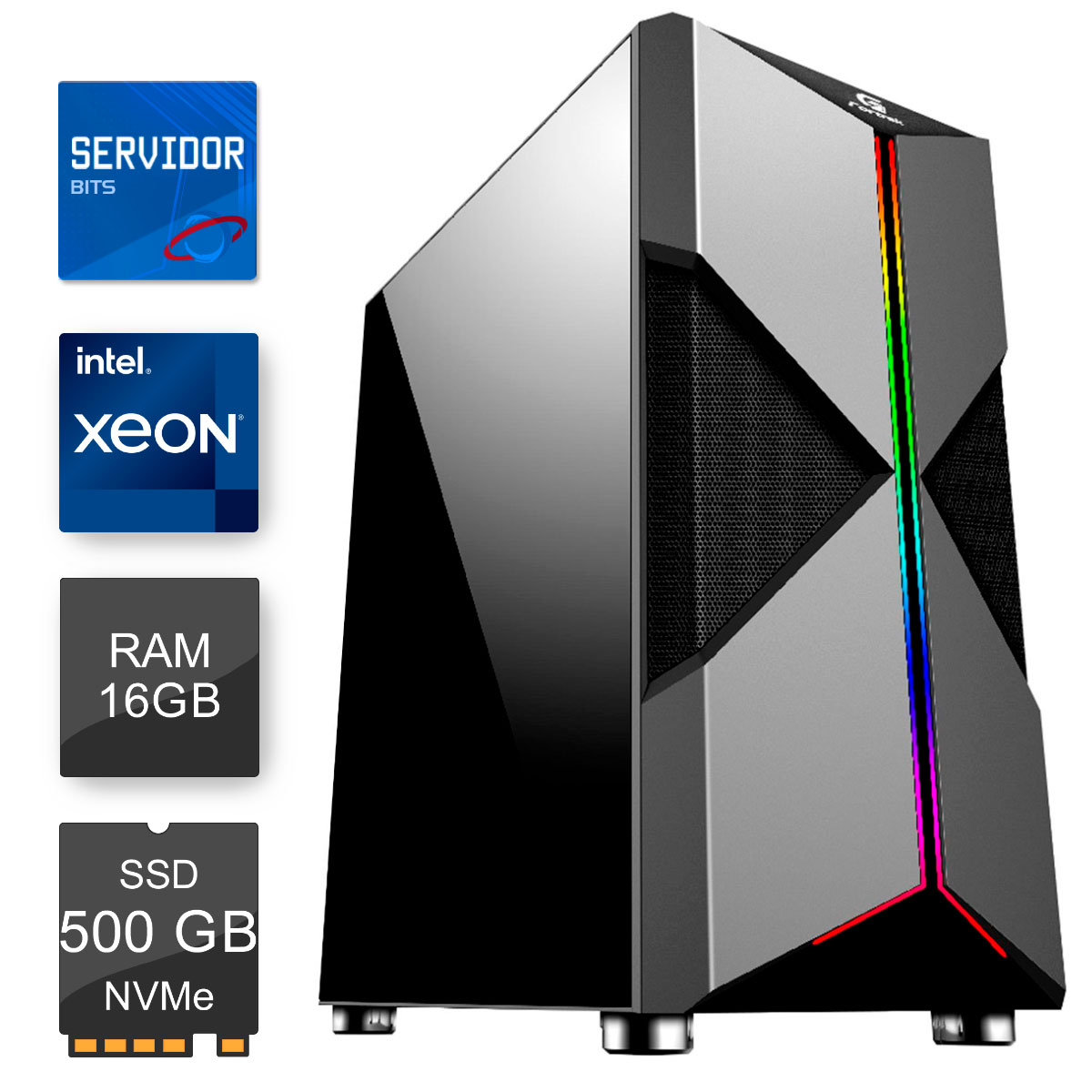 Servidor Bits 2024 - Intel® Xeon E-2324G, RAM 16GB non-ECC, SSD 500GB NVMe