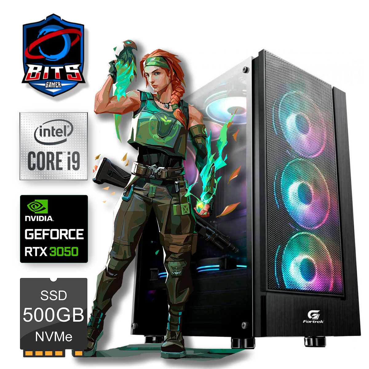 PC Gamer Bits 2024 - Intel® Core i9 10900F, RAM 16GB, SSD 500GB, GeForce RTX 3050