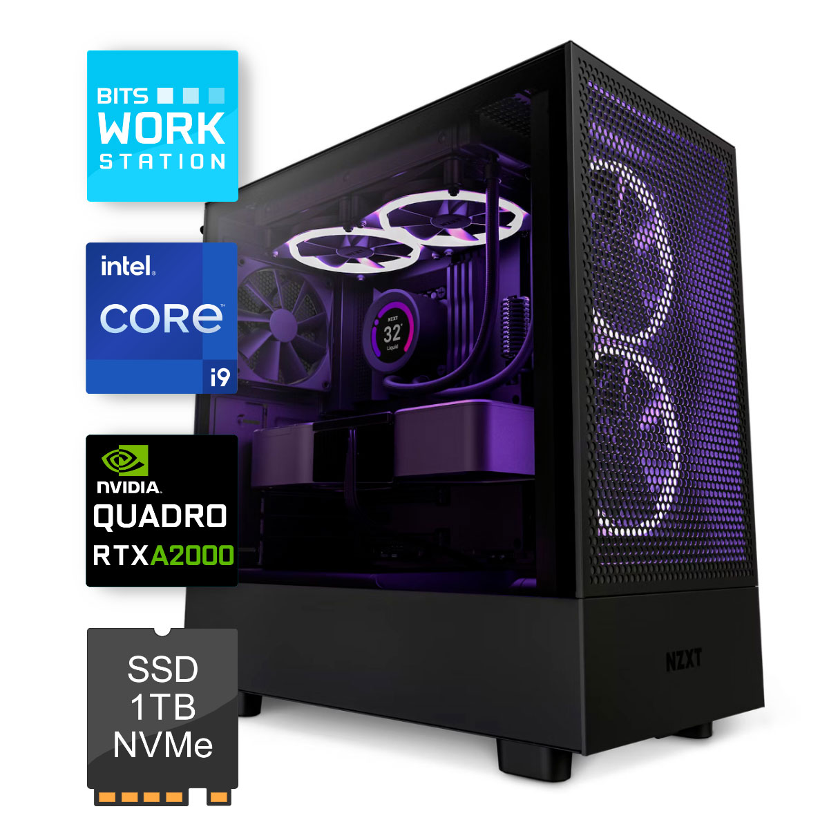 Computador WorkStation Bits 2025 - Intel® Core i9 12900KF, RAM 64GB, SSD 1TB, Nvidia RTX A2000, Windows 11 Professional