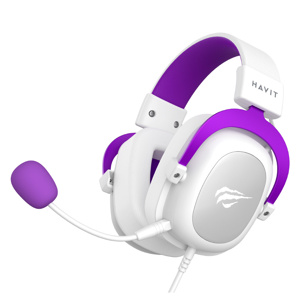 Headset Gamer Havit H2002D - Conector P2 - Branco com Roxo - HVGMH-H2002d-WP