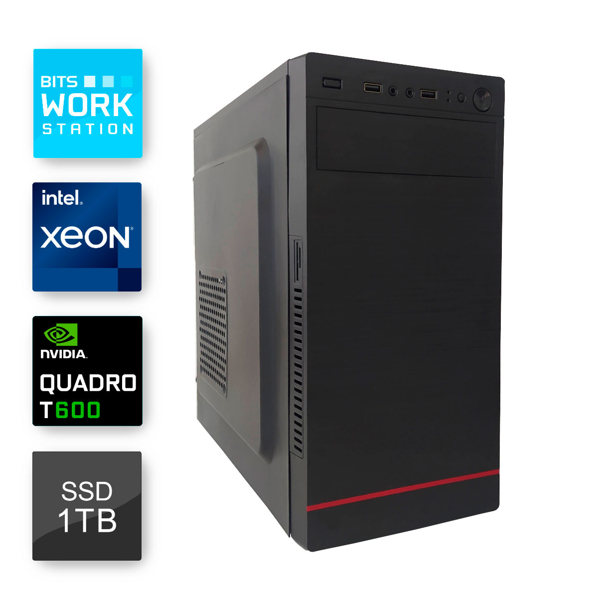 Computador Workstation Bits - Intel® Xeon E3 1220 V2, RAM ECC 16GB, SSD 1TB, Nvidia Quadro T600
