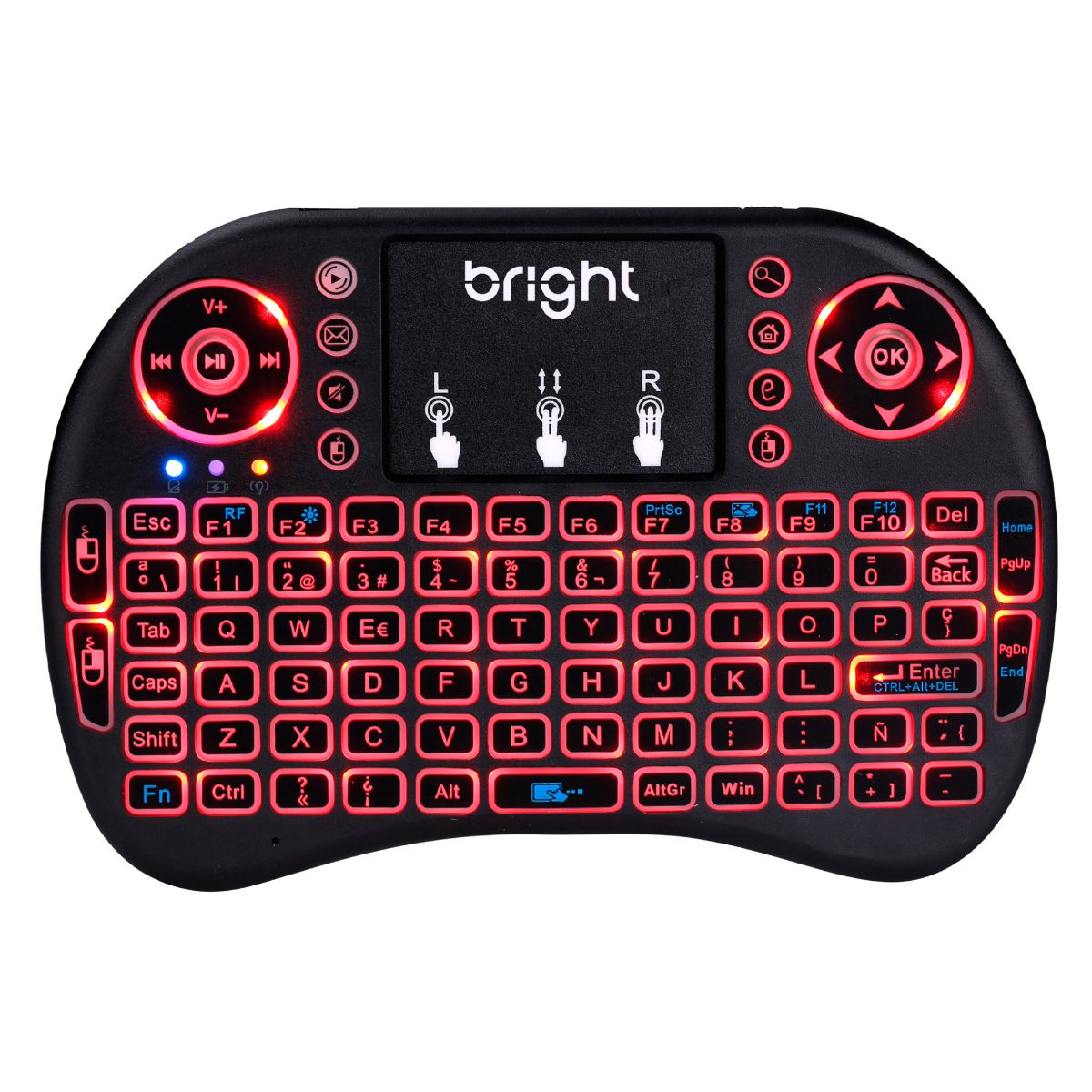 Mini Teclado Sem Fio Bright - Retroiluminado - com Touchpad - 0595 - Para SmartTV/Smartphone/Consoles/PC