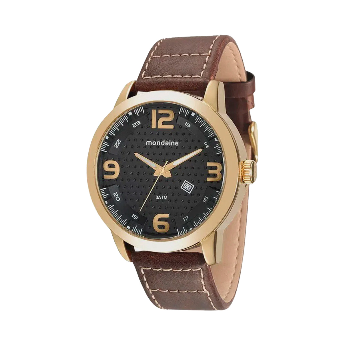 Relógio Masculino Mondaine Dourado Pulseira em Couro Marrom - 76655GPMVDH2