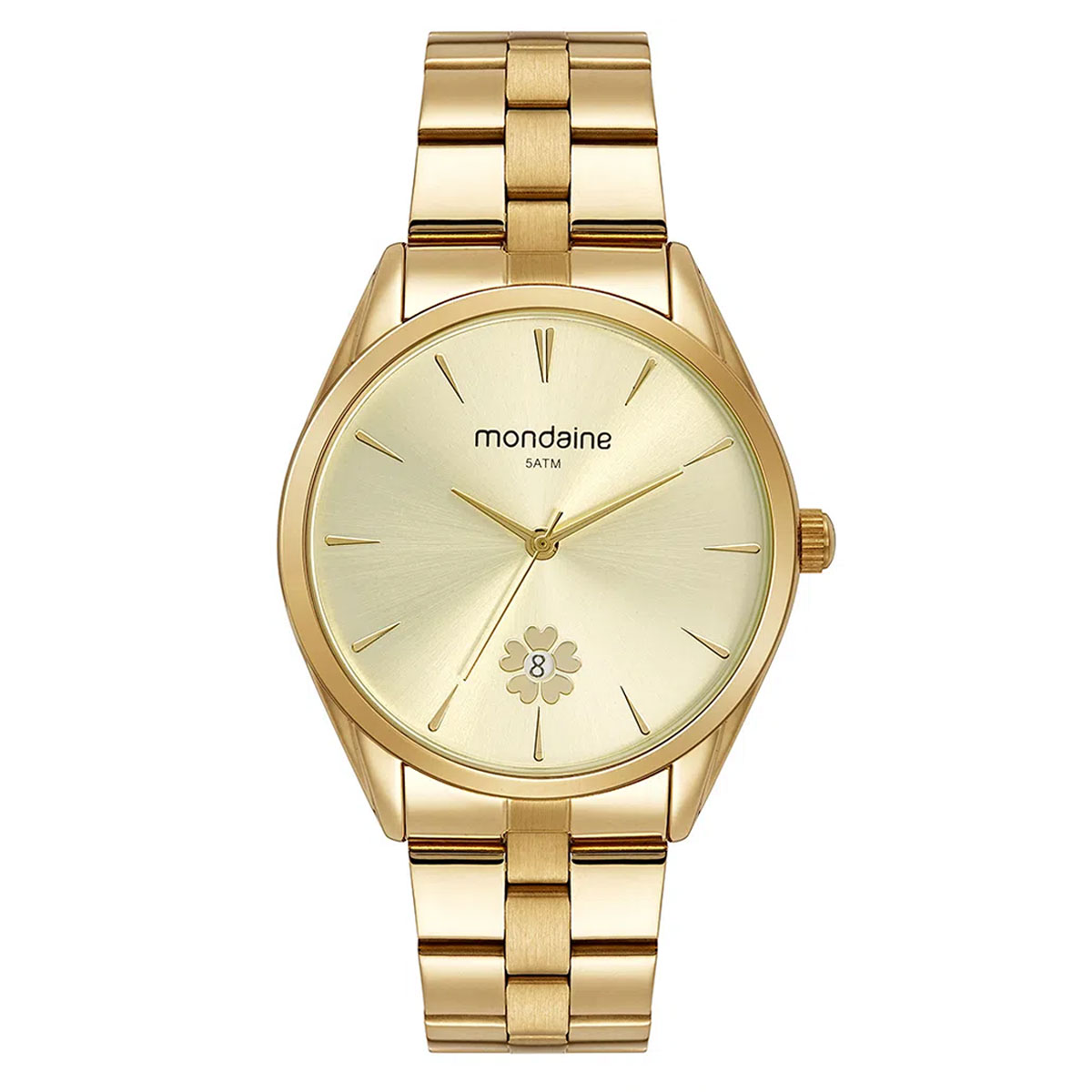 Relógio Feminino Mondaine Calendário de Flor Dourado - 76768LPMVDE2