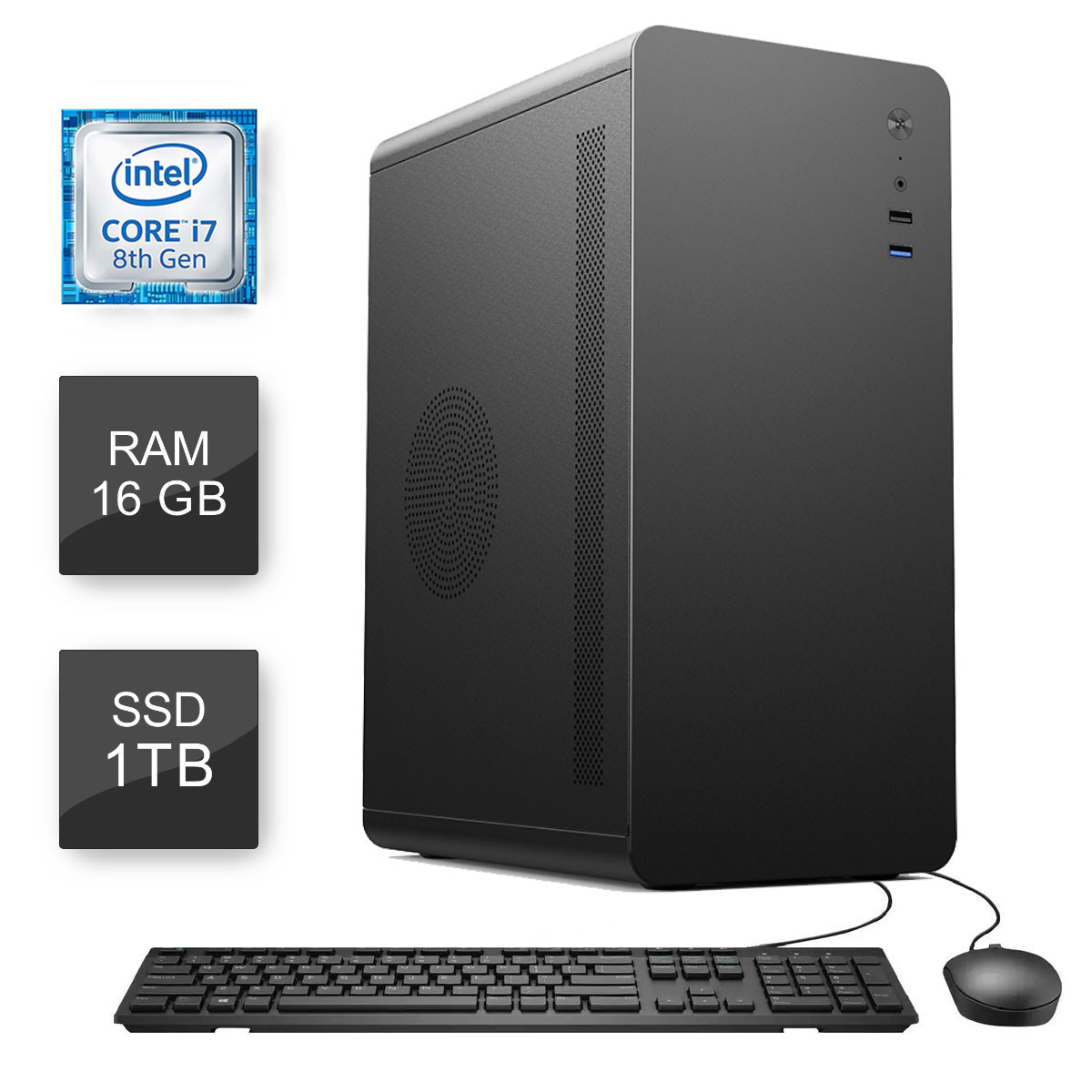 Computador Bits WorkHard - Intel i7 8700, 16GB, SSD 1TB, Kit Teclado e Mouse, FreeDos - 2 Anos de Garantia