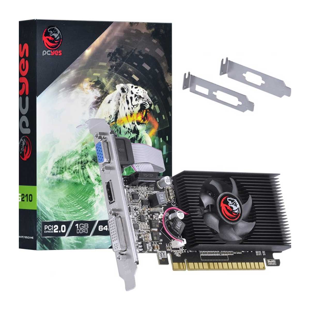 Placa de Vídeo GeForce GT 210 1GB GDDR3 64bits - Low Profile - PCYes PVG2101GBR364LP