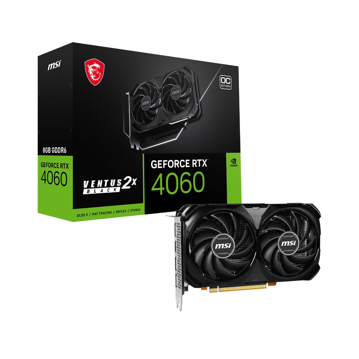 GeForce RTX 4060 8GB GDDR6 128bits - MSI Ventus 2X Black OC - 912-V516-012