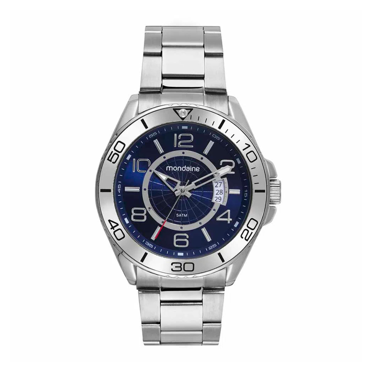 Relógio Masculino Mondaine Casual Prata - Detalhe Azul - 32542G0MVNE1