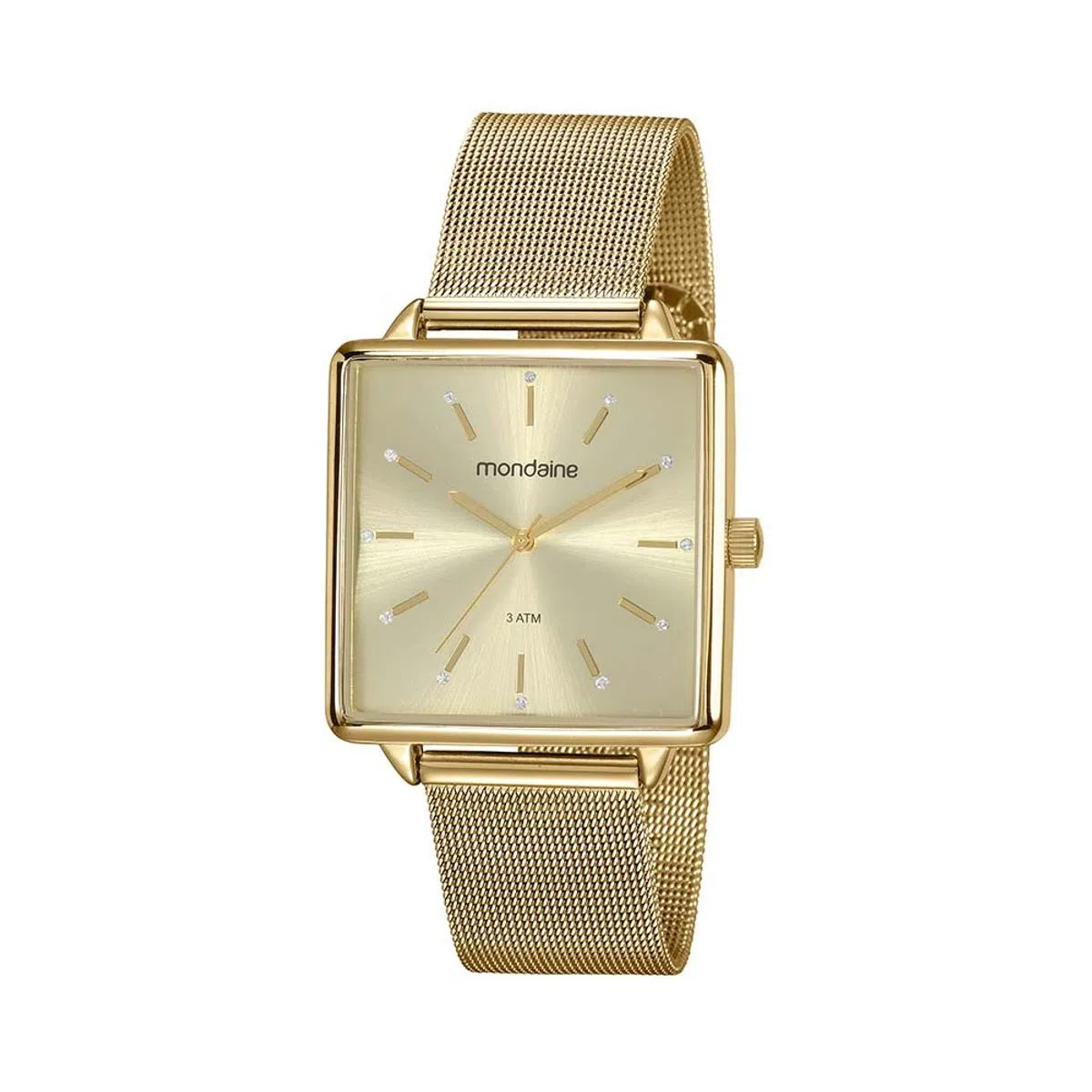 Relógio Feminino Mondaine Quadrado Minimalista Dourado - 99487LPMVDE1