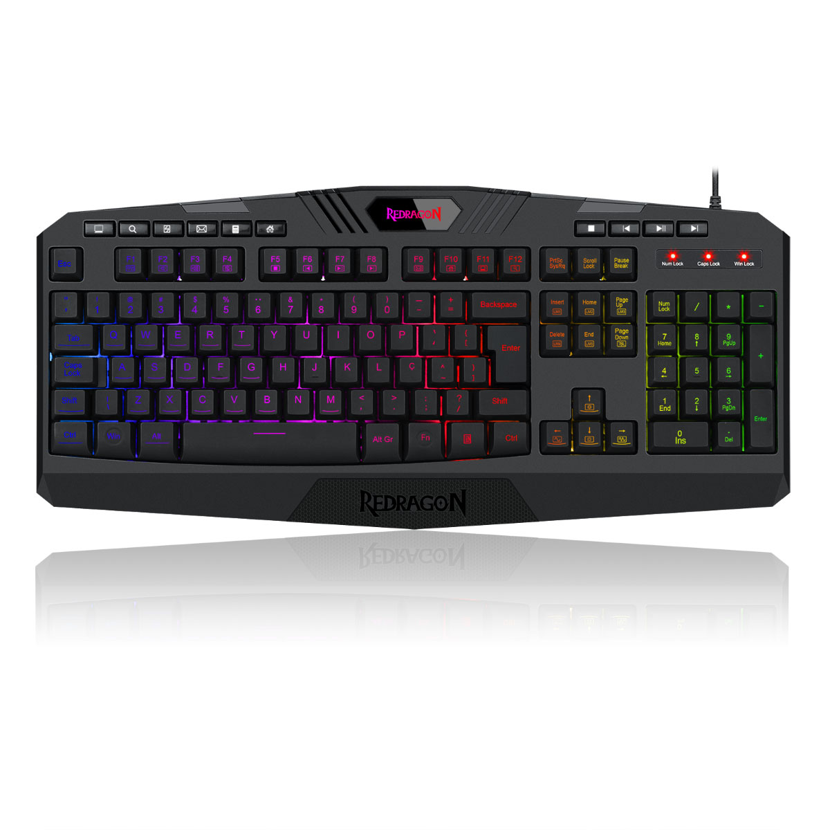 Teclado Gamer Redragon Harpe 2 RGB - Iluminação RGB - Teclas Multimídia - ABNT2 - K503RGBV2