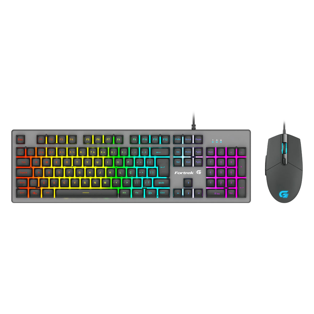 Kit Teclado e Mouse Gamer Fortrek Ranger - Teclas Multimídia - 6400dpi - Iluminação LED - Preto - 70551