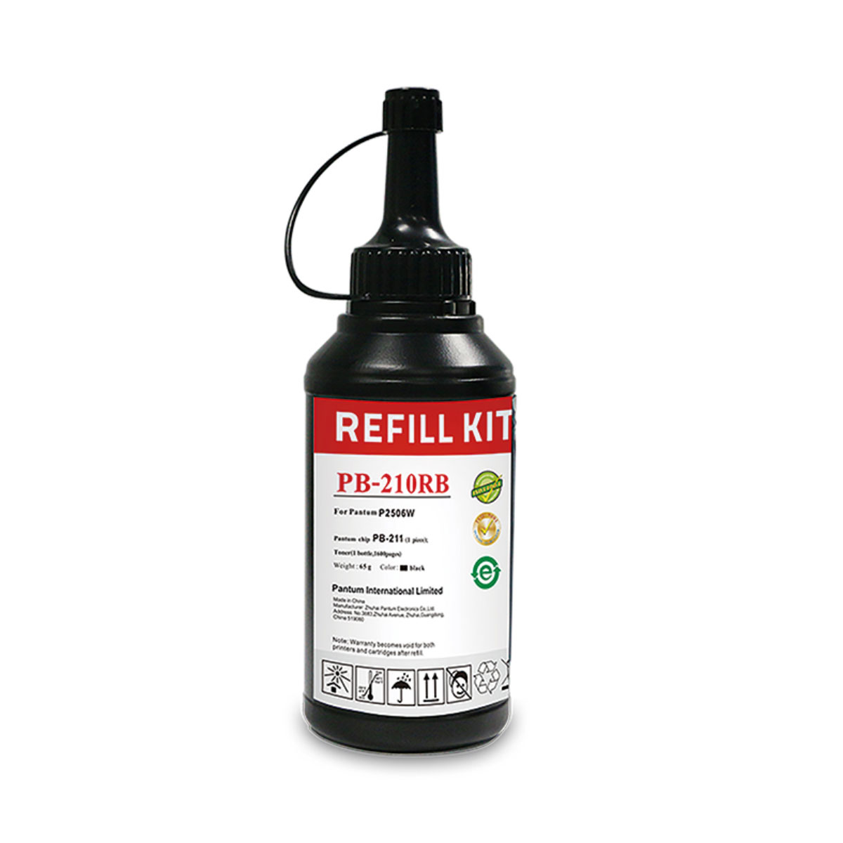 Refil para Toner Elgin Pantum P210R - Preto - para P2500W / M6550NW - PB210RB