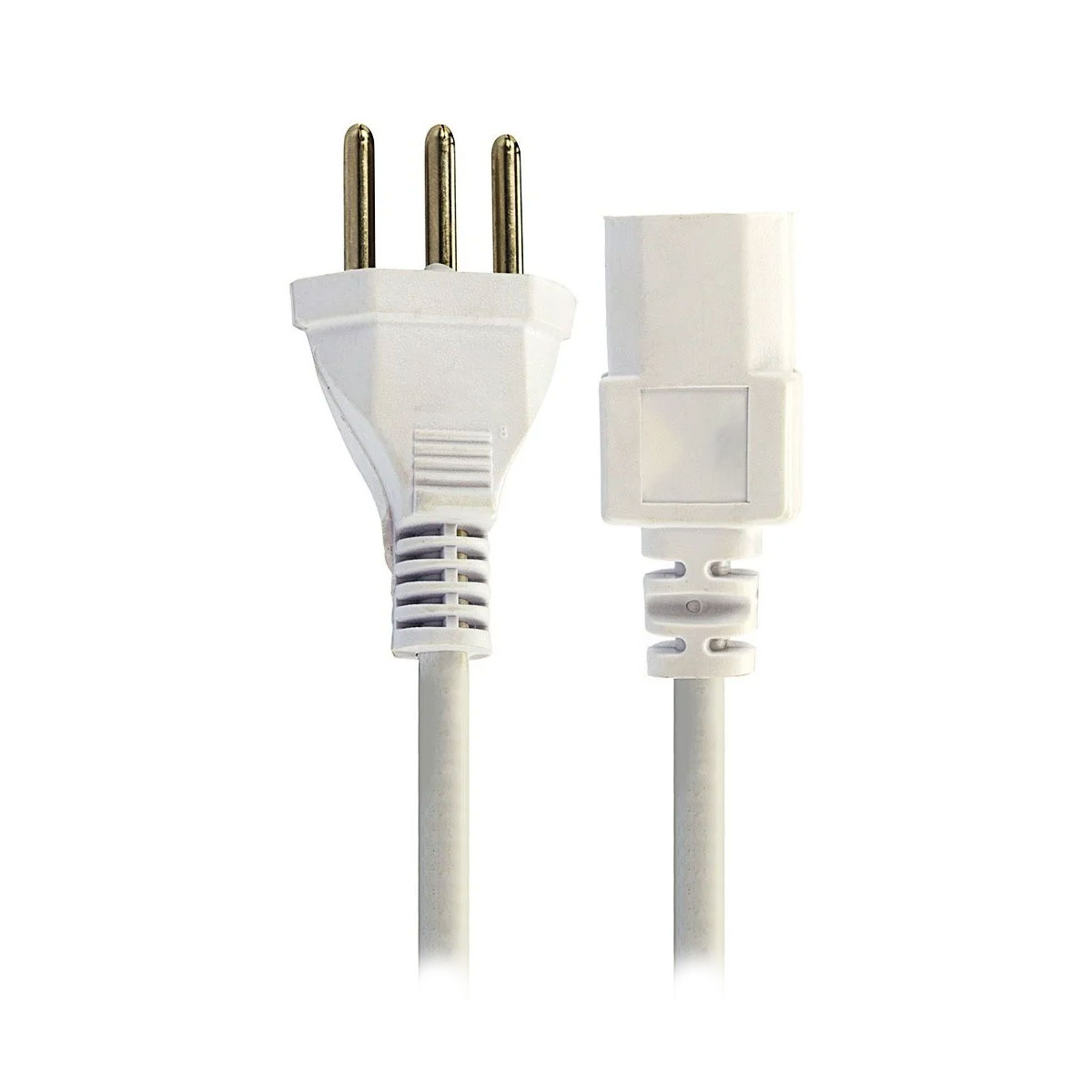 Cabo de Força 2,5 metros - Tripolar - Padrão 3 pinos - 0,75mm / 10A - Branco - para Fonte até 800W - CBF-42001