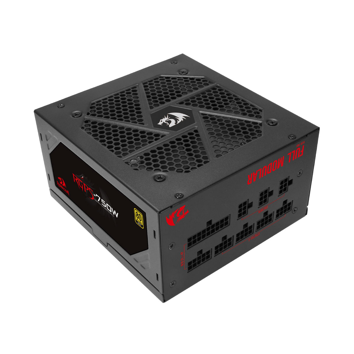 Fonte 750W Redragon RGPS-750W - PFC Ativo - Eficiencia 85% - 80 PLUS Gold - Modular - GC-PS009