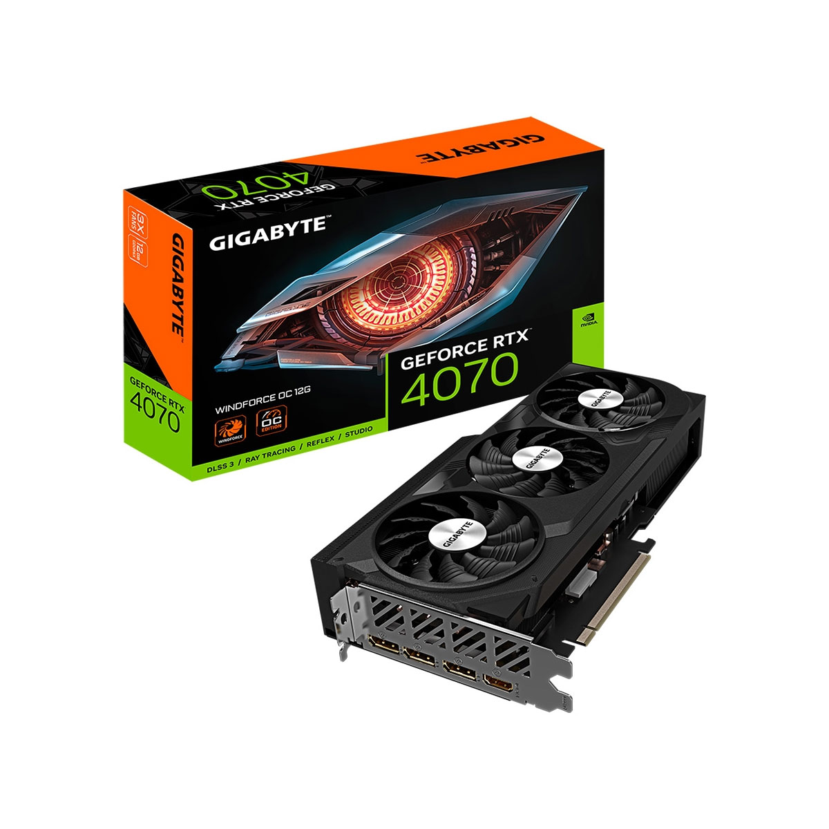 GeForce RTX 4070 12GB GDDR6X 192bit - Windforce OC 12G - Gigabyte GV-N4070WF3OC-12GD