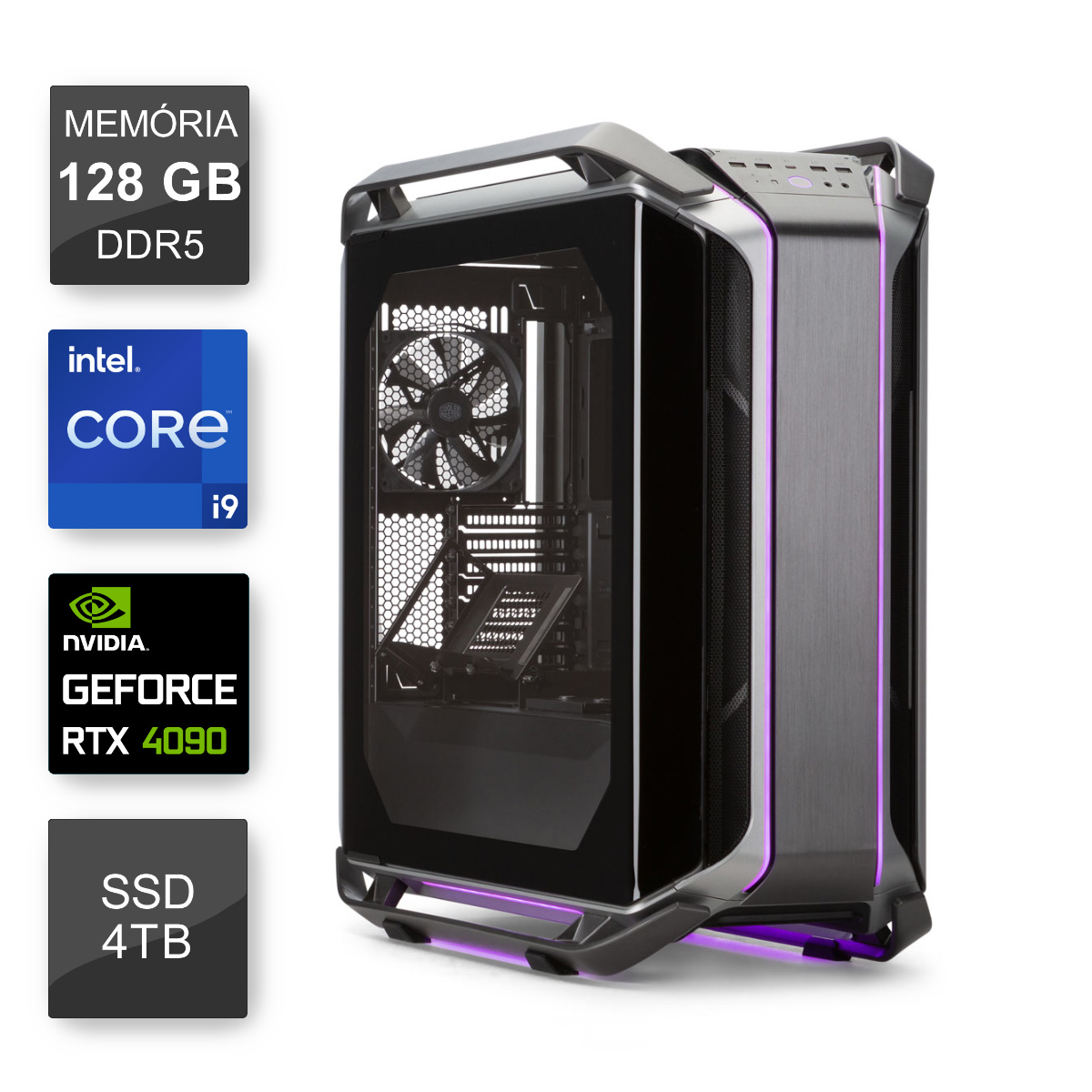 PC Gamer Bits Overkill - Intel i9 14900F, 128GB, SSD 4TB, Video GeForce RTX 4090 - Windows 11