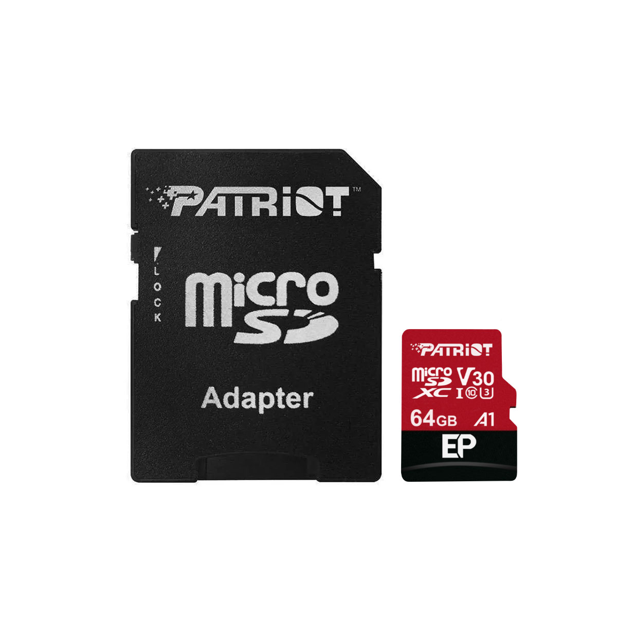 Cartão 64GB Micro SDXC com Adaptador SD - Classe 10 U3 - Velocidade até 90MB/s - Patriot Ep Series PEF64GEP31MCX
