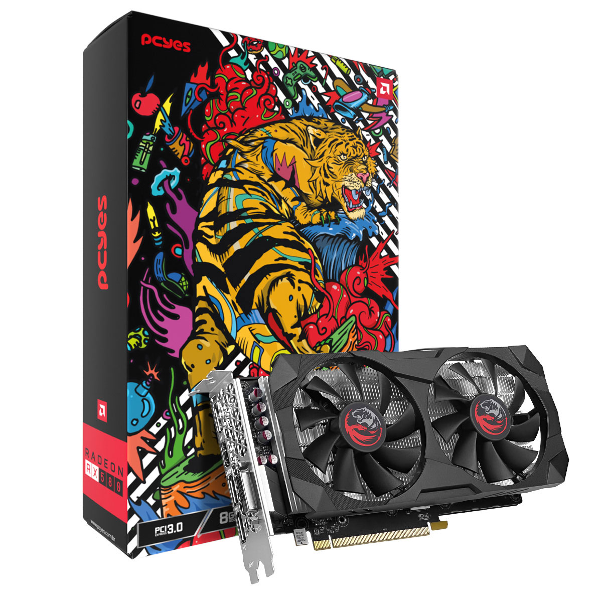 AMD Radeon RX 580 8GB GDDR5 256bits - PCYes Graffiti PVRX5808GBDF