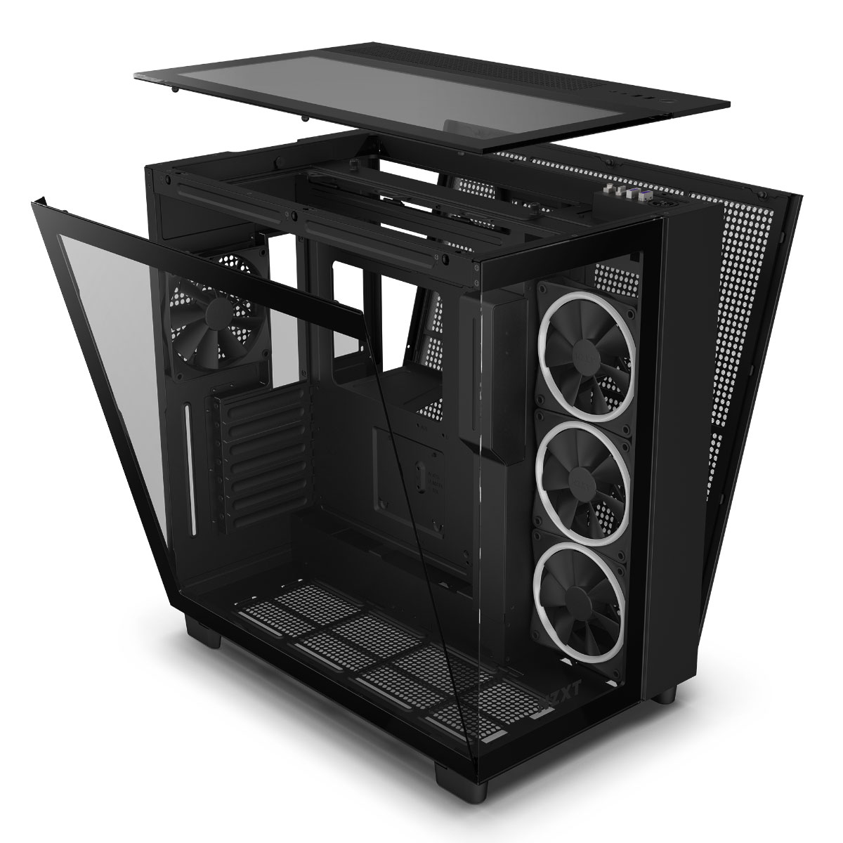 Gabinete Gamer NZXT H9 Elite - Lateral, Topo e Frontal em Vidro Temperado - USB 3.2 - 3 Coolers Inclusos - Preto - CM-H91EB-01