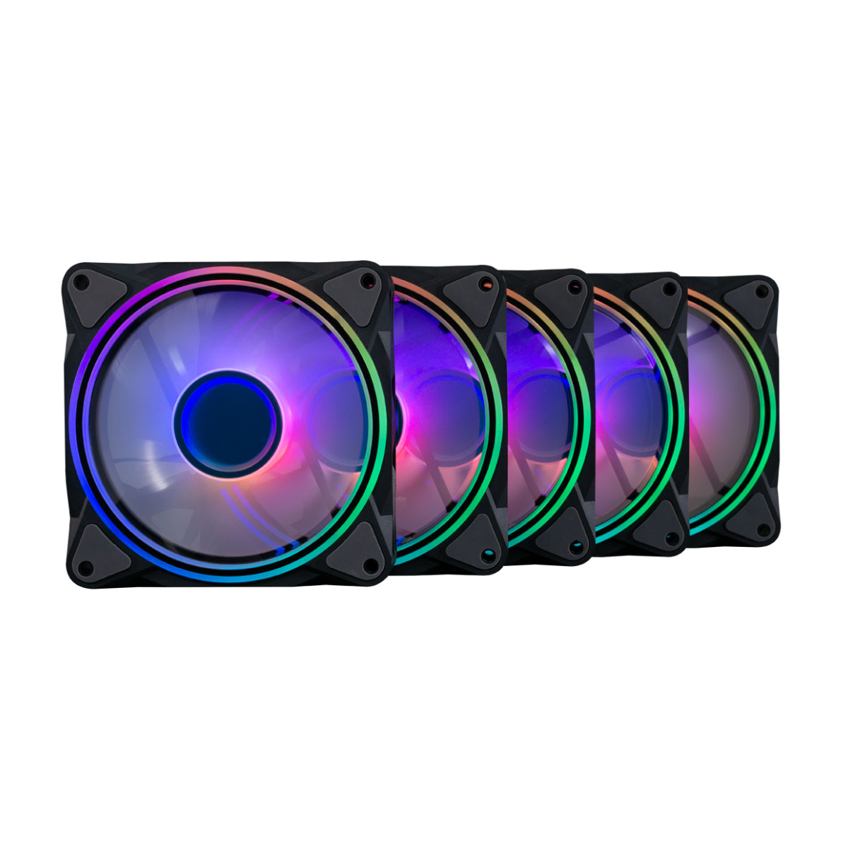 Kit 5 Coolers 120mm Radiant X5 - LED RGB - Preto - One Power FN-702