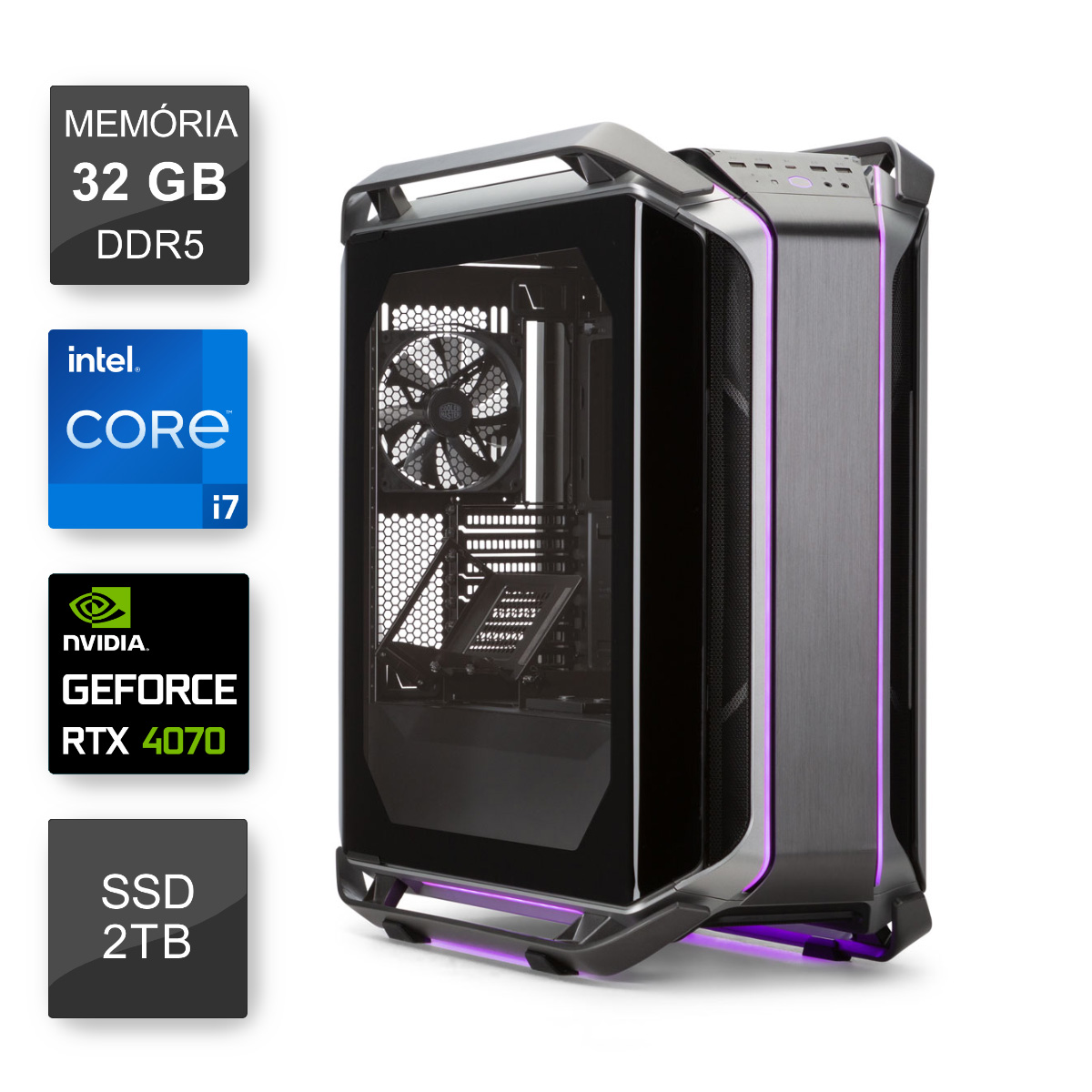 PC Gamer Bits Overkill - Intel i7 14700F, 32GB, SSD 2TB, Video GeForce RTX 4070 Super - Windows 11