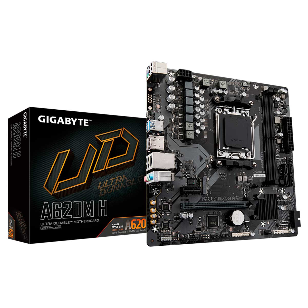 Placa Mãe Gigabyte A620M-H (AM5 - DDR5 6400 O.C) - Chipset A620 - Slot M.2 - USB 3.2 - Micro ATX