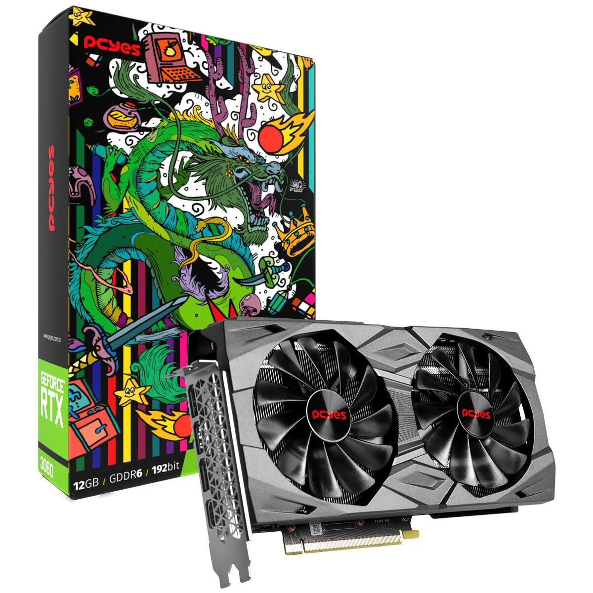 Placa de Vídeo GeForce RTX 3060 12GB GDDR6 192 bits - Graffiti Series - PCYes PGS3060FS192