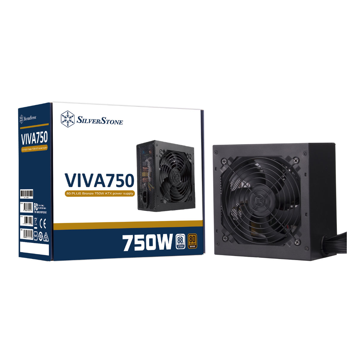 Fonte 750W SilverStone Viva 750 - PFC Ativo - Eficiência 80% - 80 PLUS® Bronze - SST-VA750-B