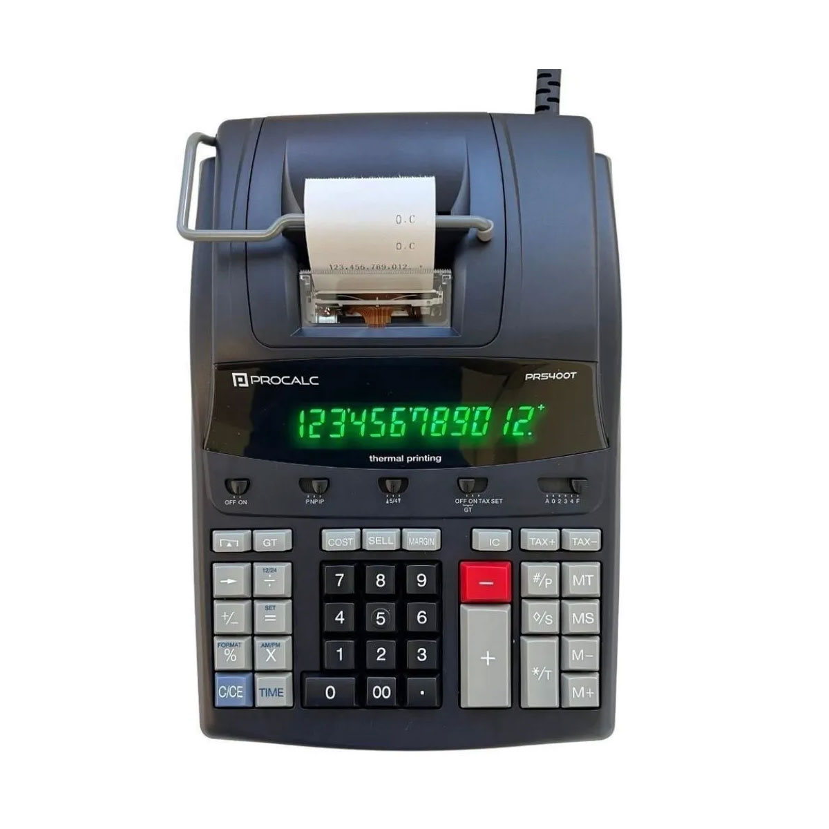Calculadora Profissional com Bobina Procalc - 12 digítos - Impressão Térmica - Preta - PR5400T