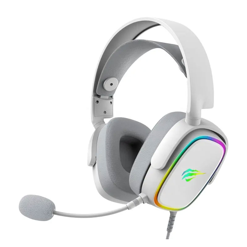 Headset Gamer Havit H2035UW - Driver de 50 mm - RGB - Conector USB - Branco - HVGMH-H2035U-WH