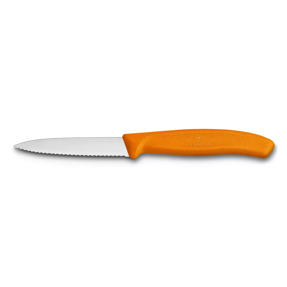 Faca Victorinox Swiss Classic - Lâmina Serrilhada Extremamente Afiada - 8 cm - Laranja - 6.7636.L119