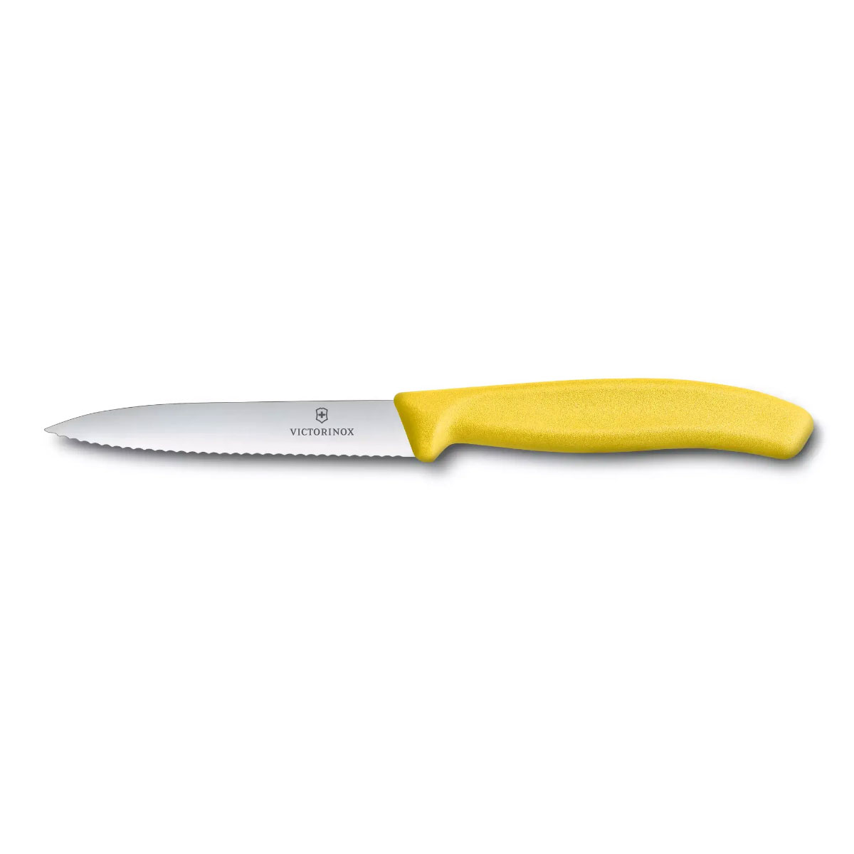 Faca Victorinox Swiss Classic - Lâmina Serrilhada Extremamente Afiada - 10 cm - Amarela - 6.7736.L8