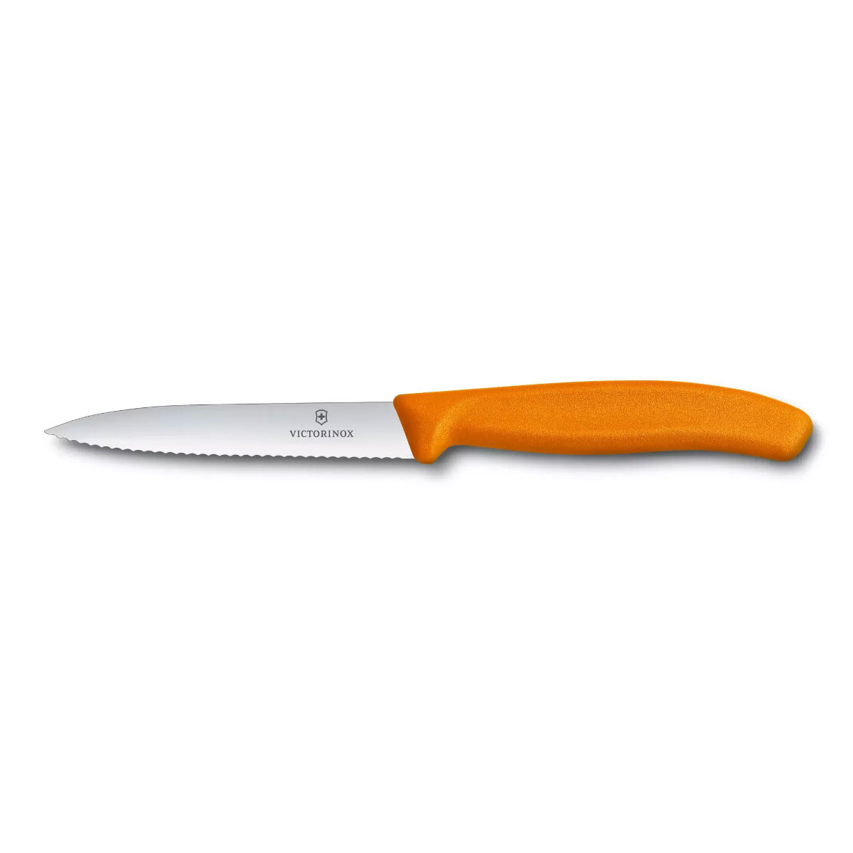 Faca Victorinox Swiss Classic - Lâmina Serrilhada Extremamente Afiada - 10 cm - Laranja - 6.7736.L9