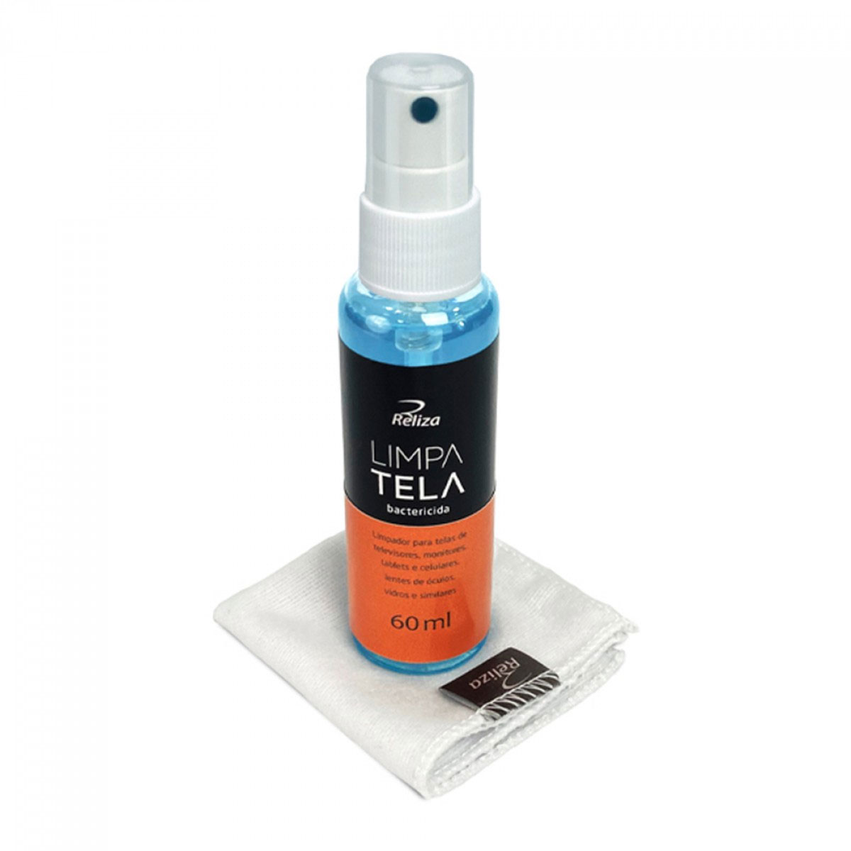 Spray Limpa Tela Reliza - 60ml - Antibacteriano - com Flanela - Para Limpeza de Notebook, TVs e Monitores