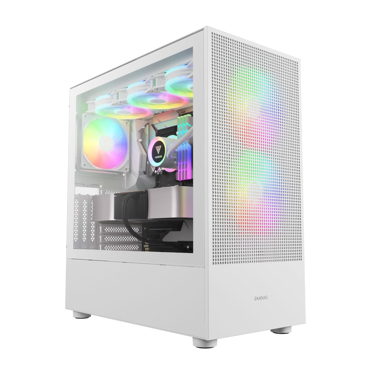 Gabinete Gamer Gamdias Talos E3 Mesh Elite White - Lateral em Vidro Temperado - USB-C - USB 3.2 - 3 Coolers ARGB Inclusos - Branco