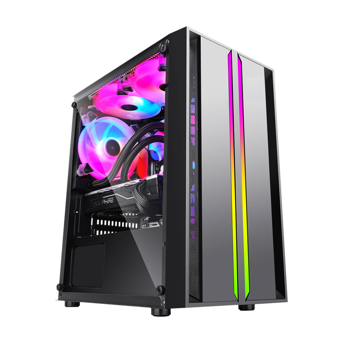 Gabinete Gamer Bluecase Hellix Pro BG-044 - USB 3.0 - Lateral em Vidro Temperado - Frontal com LED RGB - Preto