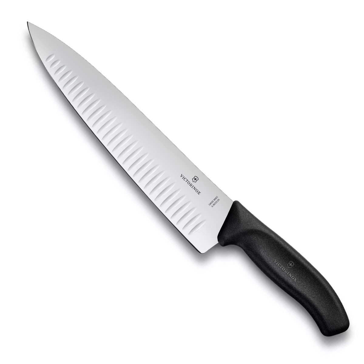 Faca Victorinox Chef Swiss Classic - Lâmina com Sulcos Extremamente Afiada - 25 cm - Preta - 6.8023.25G