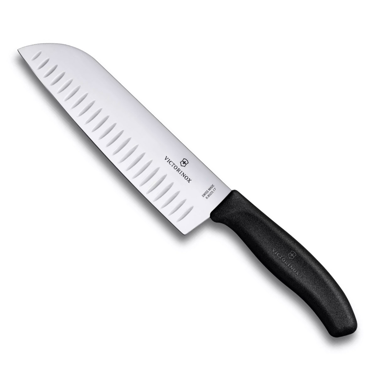 Faca Victorinox Santoku Swiss Classic - Lâmina com Sulcos Extremamente Afiada - 17 cm - Preta - 6.8523.17G