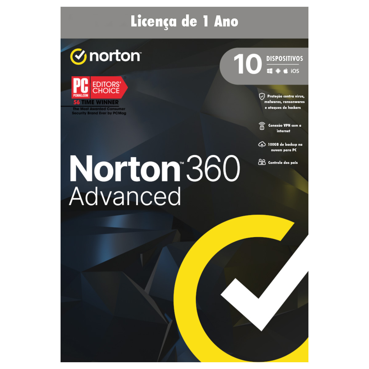 Norton 360 Advanced - Licença de 1 ano para 10 Dispositivos - Versão Download