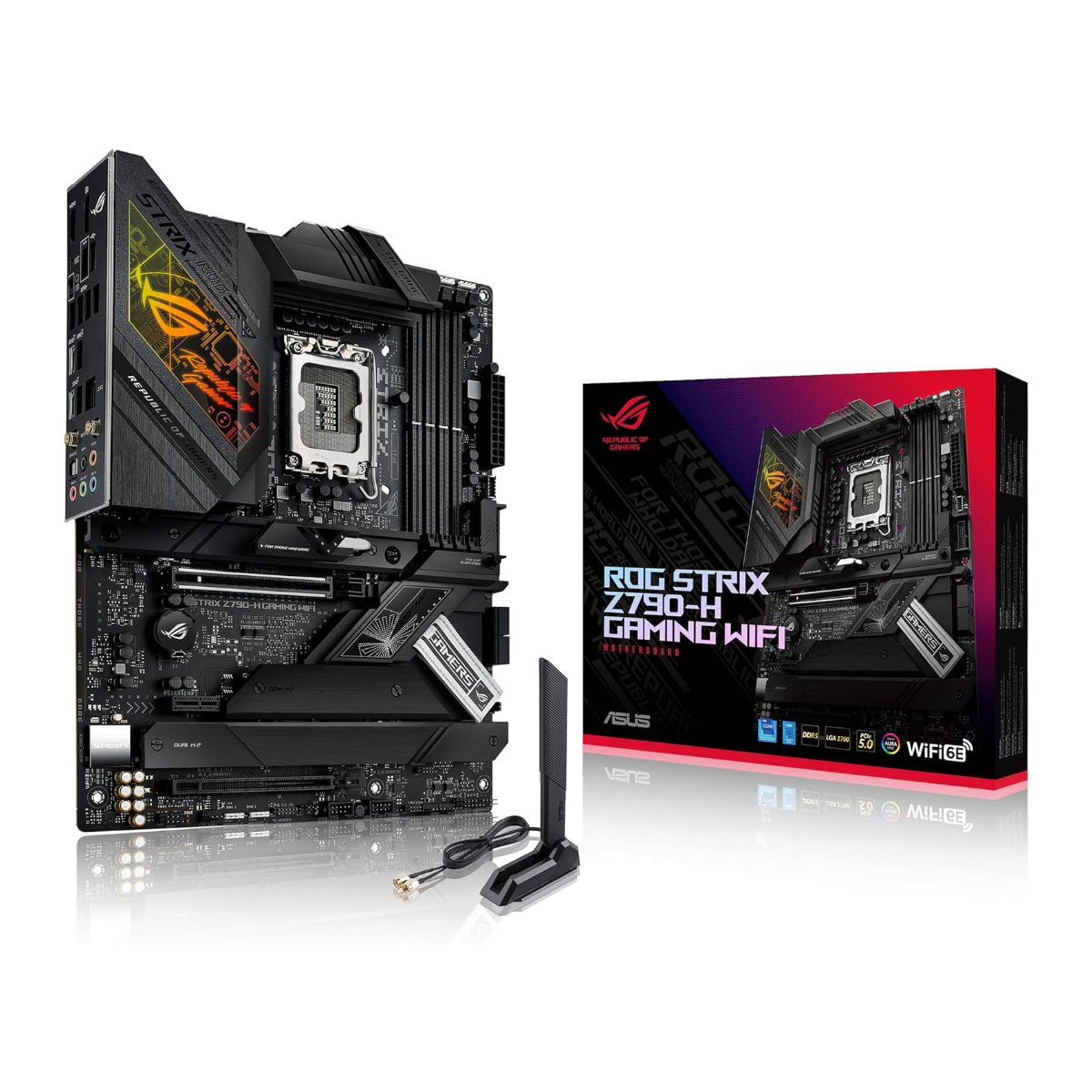 Placa Mãe Asus Rog Strix Z790-H Gaming WiFi (LGA 1700 - DDR5 7800 O.C) - Chipset Intel Z790 - RGB - Wi-Fi 6E - Slot M.2 - ATX
