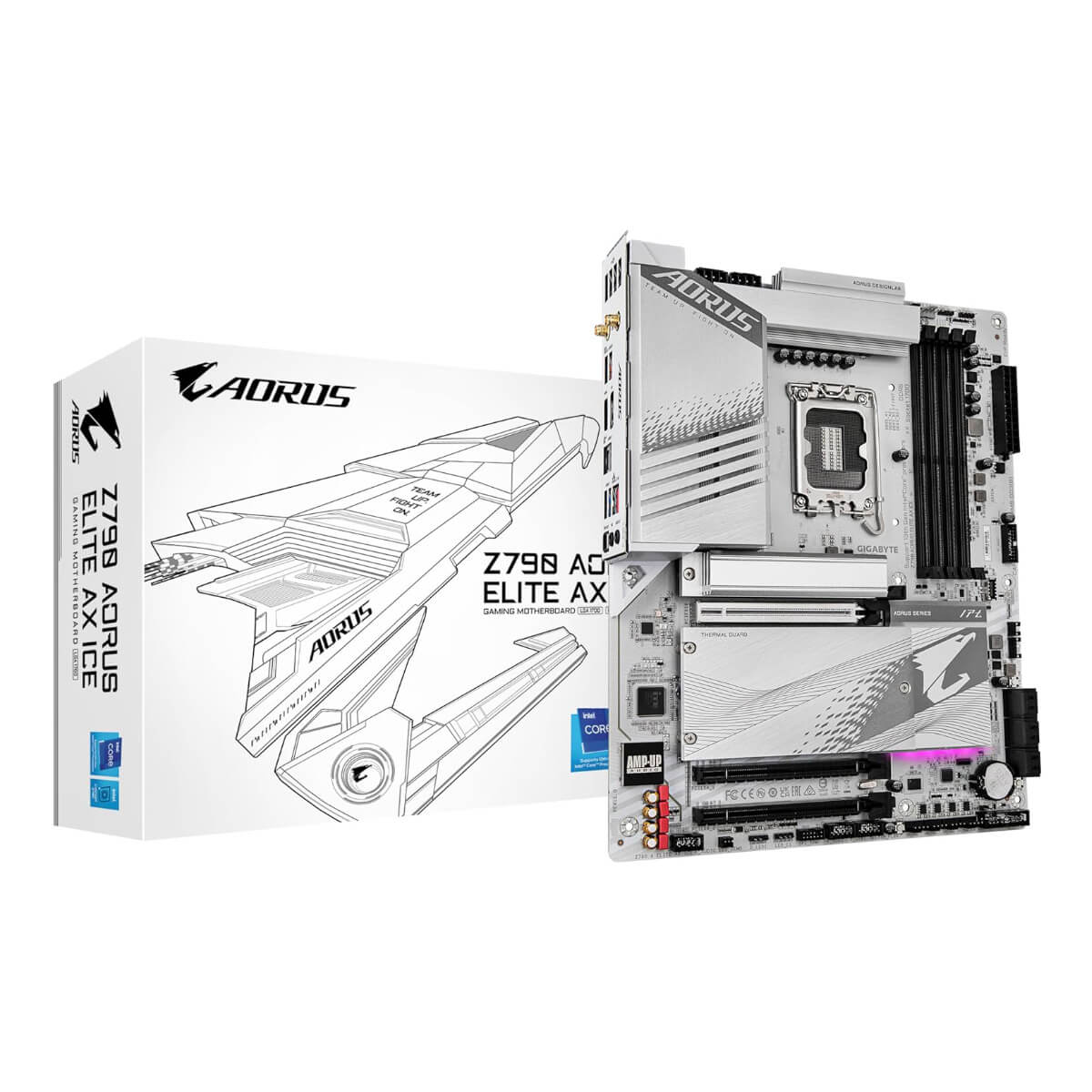 Placa Mãe Gigabyte Z790 AORUS ELITE X ICE - (LGA 1700 - DDR5 7600 O.C) Chipset Z790 - Wi-Fi 6E - 2.5GbE LAN - 4x Slot M.2 - ATX