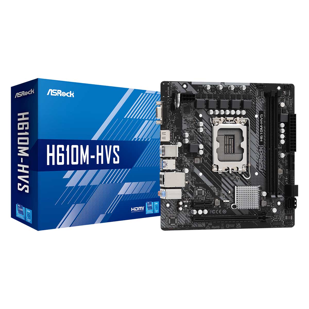 Placa Mãe ASRock H610M-HVS - (LGA1700 - DDR4 3200 OC) - Chipset Intel H610 + Windows 10 Professional