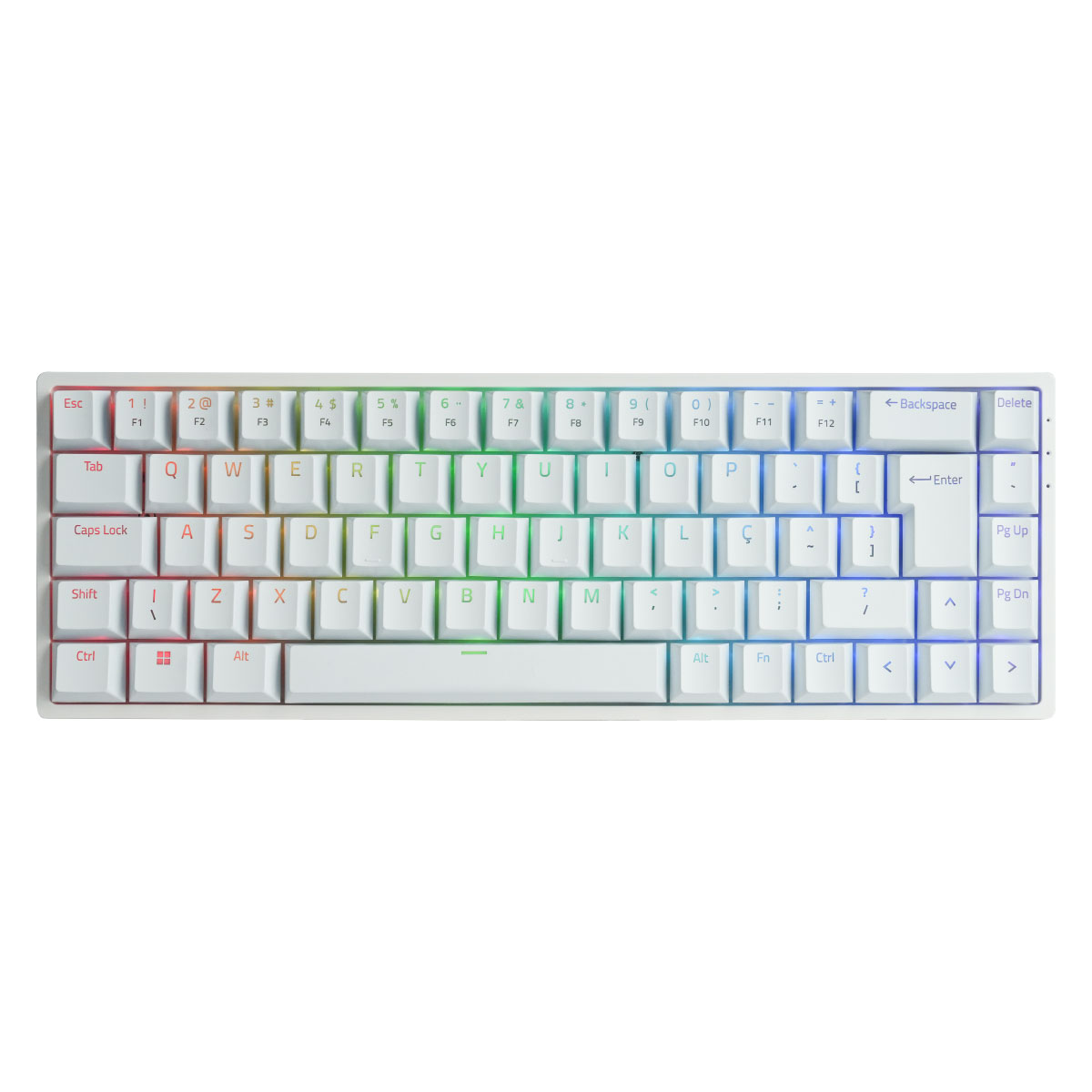 Teclado Mecânico Gamer Akko 3068B Plus - ABNT2 - Iluminação RGB - Switch Akko Azul - Branco - 3068B-Plus-W-Blue